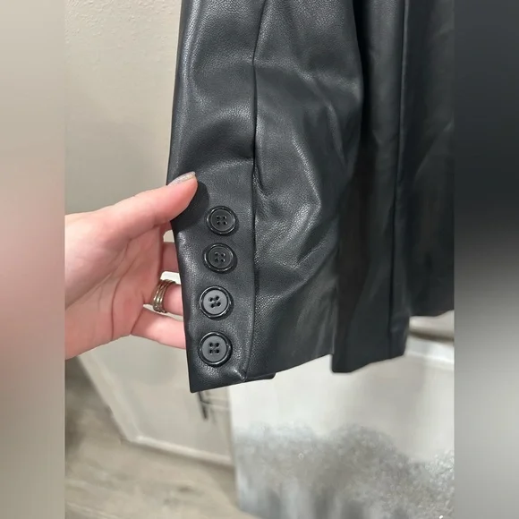 Rebecca Minkoff Faux Lambskin Leather Blazer Jacket Size XL - Picture 5 of 8